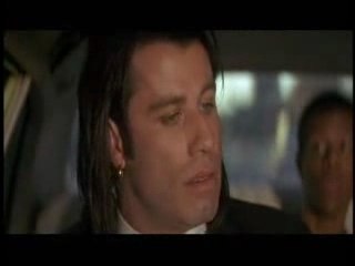 Scene from Pulp Fiction - Marvin gets shot in the face