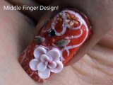 EASIEST ACRYLIC Nails !! _Sickers_ DIY 3D Flower Nail Art Tutorial for Beginners