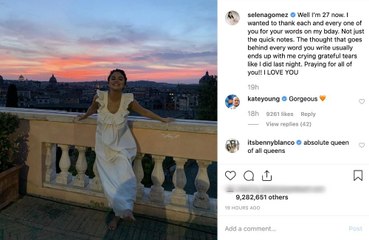 Selena Gomez cries 'grateful tears' after turning 27