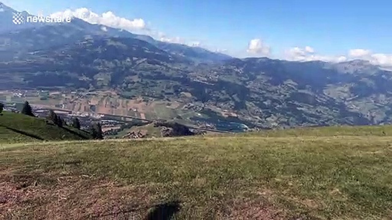 Wingsuit flyby in French Alps