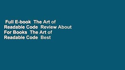 Full E-book  The Art of Readable Code  Review About For Books  The Art of Readable Code  Best