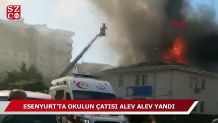 Esenyurt'ta bulunan ilk okulun çatısı alev alev yandı