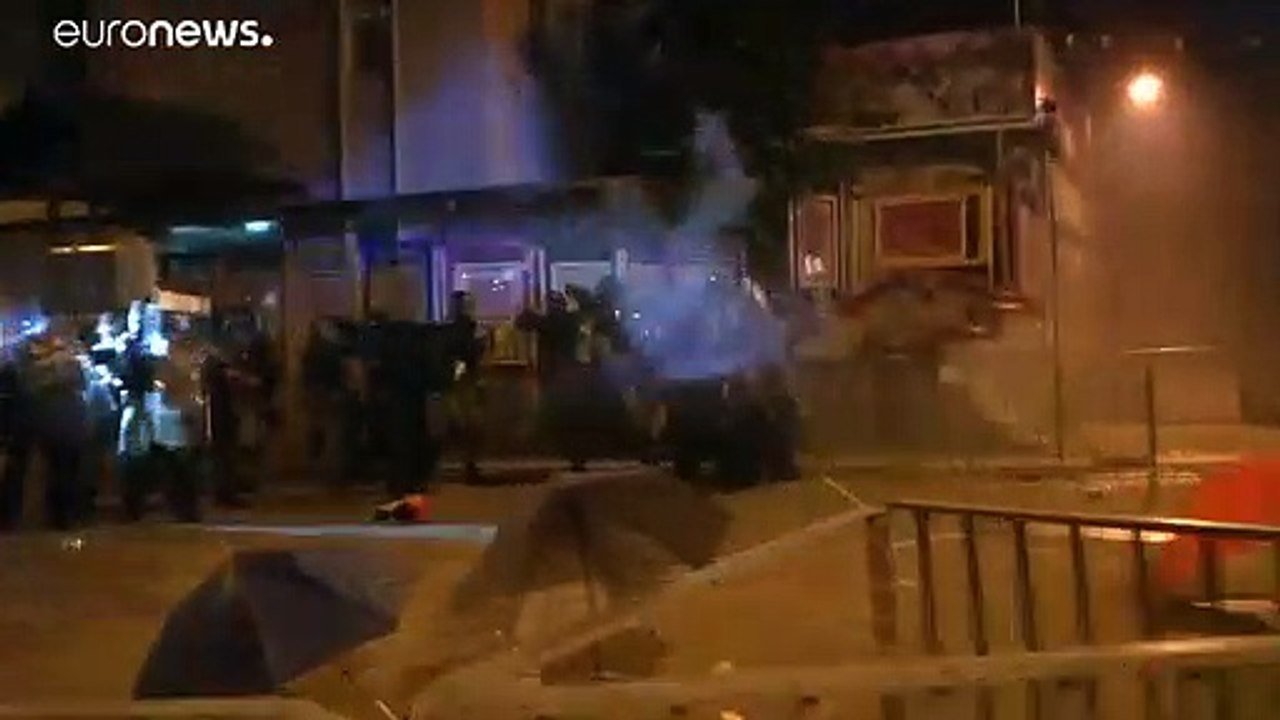 Police fire tear gas at protesters in Hong Kong