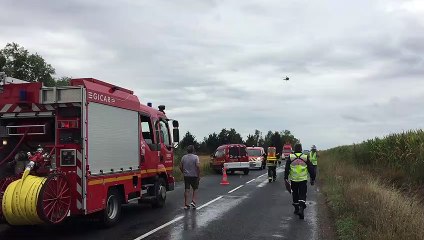 L'hélicoptère de la sécurité civile arrive sur place