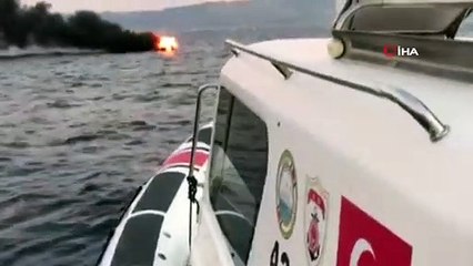 Sürat teknesi alev alev böyle yandı