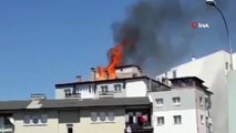 6 katlı binanın çatısı alev alev yandı