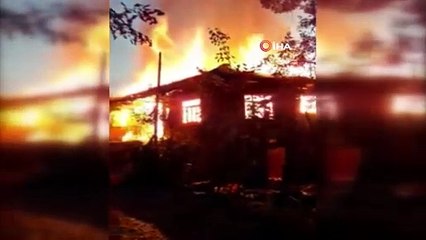 2 katlı ahşap ev alev alev böyle yandı