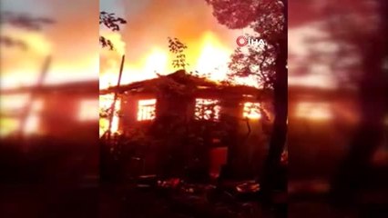 2 katlı ahşap ev alev alev böyle yandı