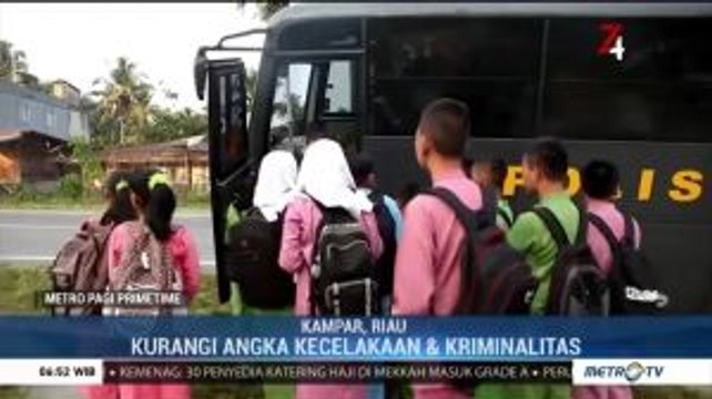 'Ayo Naik Bus ke Sekolah', Program Polres Kampar Antar Siswa dengan Bus Polisi