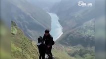 Đứng trên vách núi cheo leo ở Hà Giang, chàng trai tỏ tình bị CĐM chỉ trích