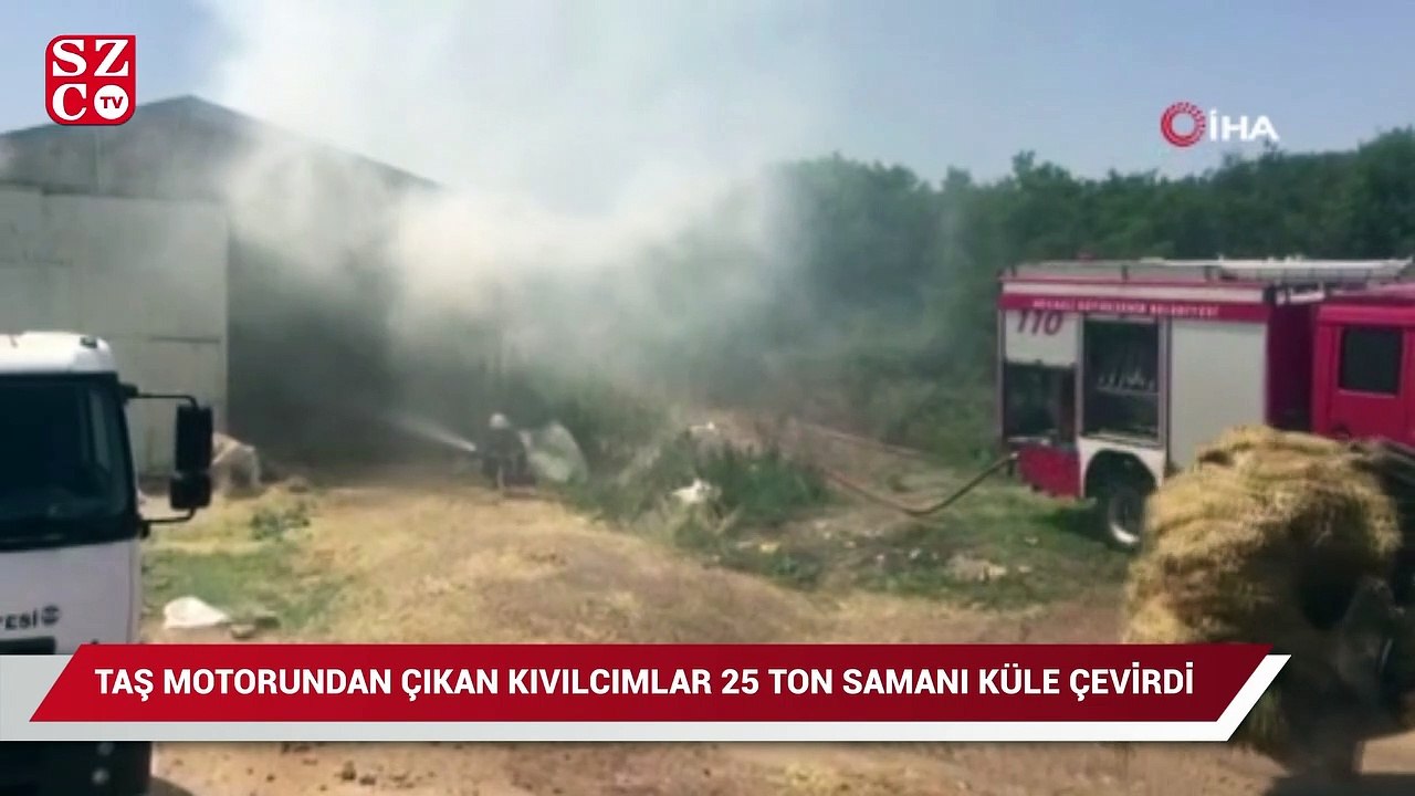 Taş motorundan çıkan kıvılcımlar 25 ton samanı küle çevirdi