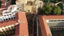 Las espectaculares imágenes de un encierro de San Fermín visto desde el cielo