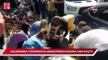 Kaldırımda yürürken iş merkezinden başına cam düştü