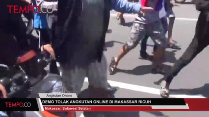 Ricuh demo tolak angkutan online di Makassar