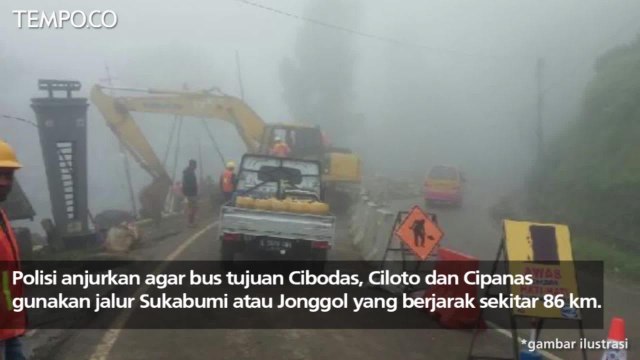 Jalur Puncak Retak, Polres Bogor Larang Bus dan Truk Melintas