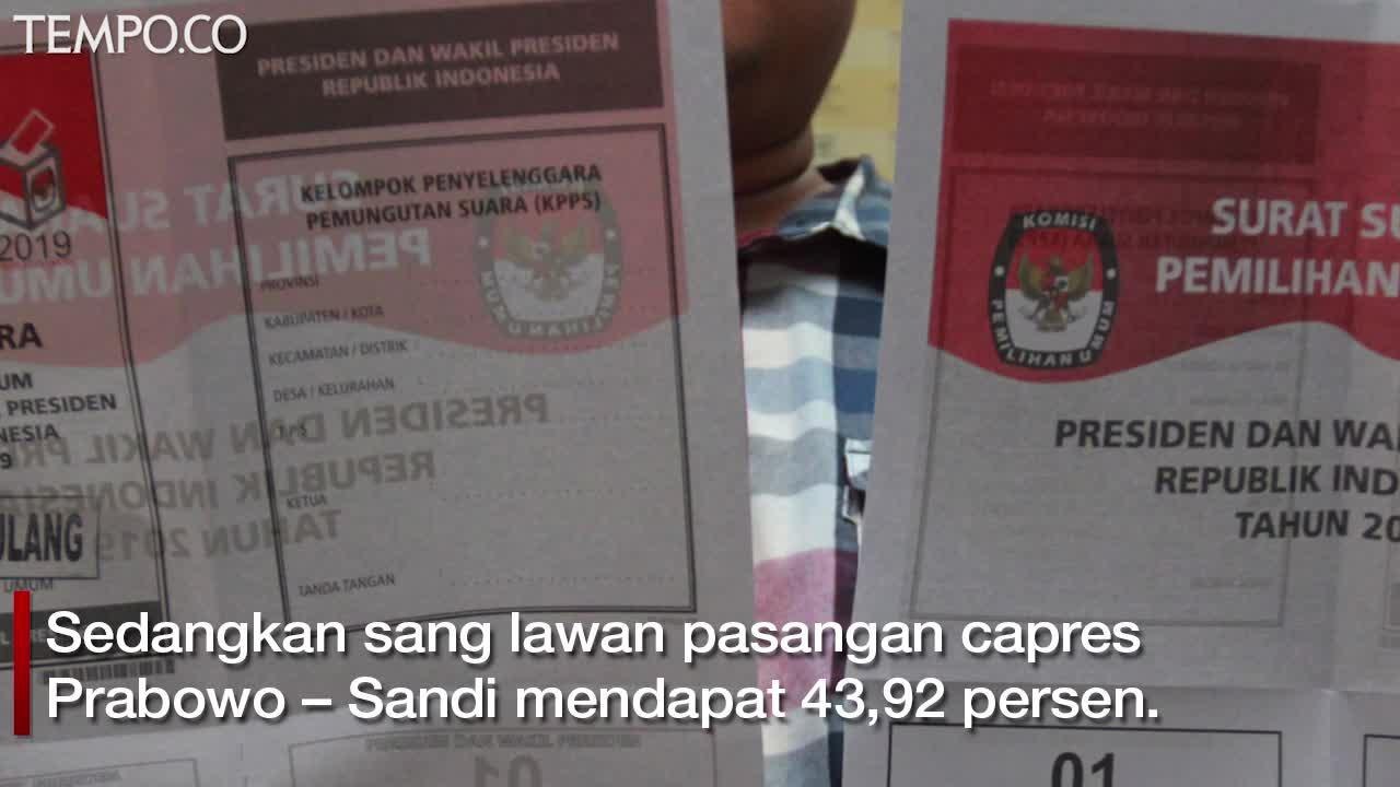 Real Count KPU Sementara, Kamis Siang, Jokowi Raih 56,08 Persen