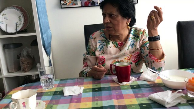 IMG_1555 Aruna, Suraj & Hari Sharma after Shopping Coffee at Uppsala home Jul 28, 2019