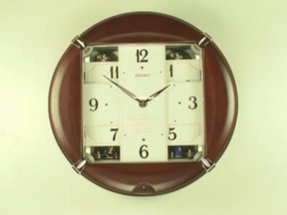 SEIKO QXM154BRH WOODEN MAGIC MOTION MUSICAL CLOCK