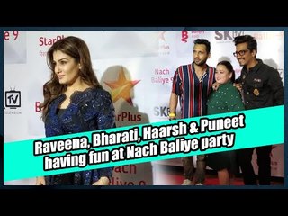 Raveena, Bharati, Haarsh and Puneet having fun at Nach Baliya party
