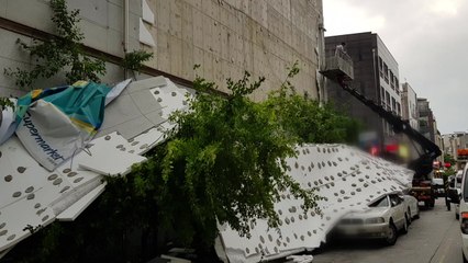 경기 남양주에서 강한 바람에 건물 외장재 떨어져...다친 사람 없어 / YTN