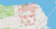 À San Francisco, un coureur dessine le visage de Frida Kahlo avec ses pieds et une carte !