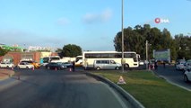 Geri manevra yapan otobüs, arkasındaki otomobili ezdi: 1 yaralı