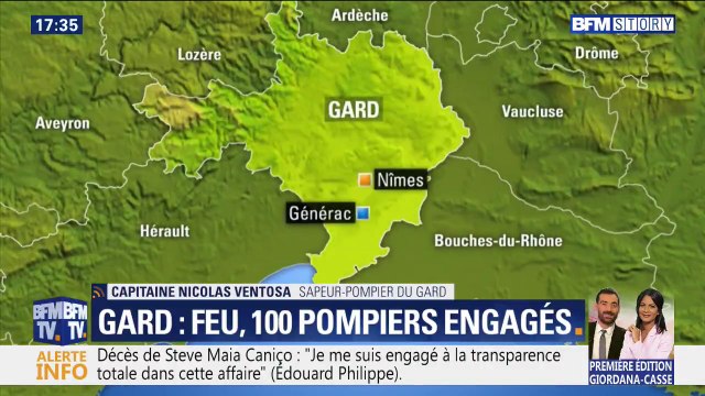 Incendie dans le Gard: 40 hectares détruits malgré la mobilisation d'une centaine de pompiers