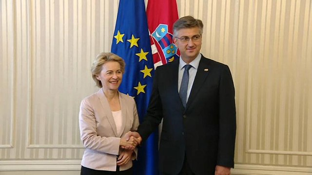 Ursula von der Leyen en visite à Zagreb en Croatie