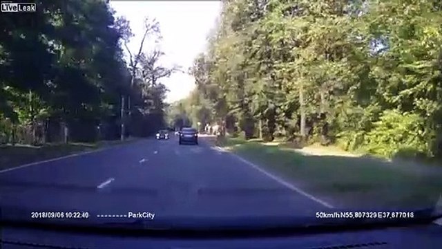 Ce motard se fait couper la route et atterrit sur le toit d'une voiture