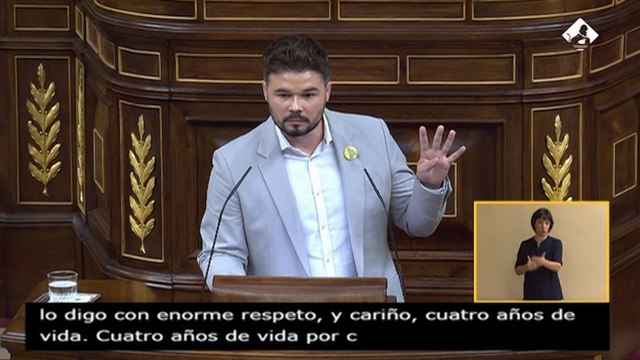 Rufián, a Sánchez e Iglesias: Debería darles vergüenza. Se arrepentirán