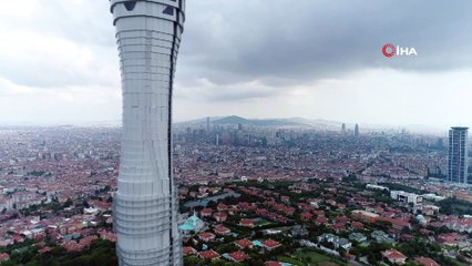 Çamlıca Kulesi’nde gelinen son durum havadan görüntülendi