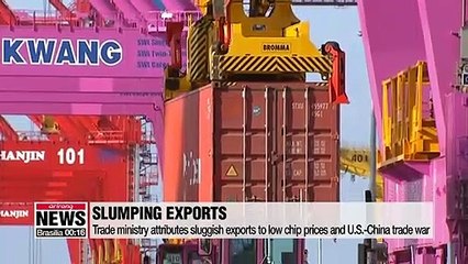 S. Korean exports fall for eighth-straight month, plunging 11% y/y to US$ 46.1 bil. in July