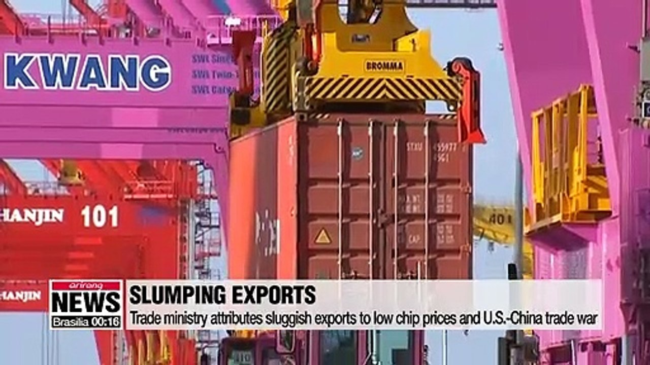 S. Korean exports fall for eighth-straight month, plunging 11% y/y to US$ 46.1 bil. in July