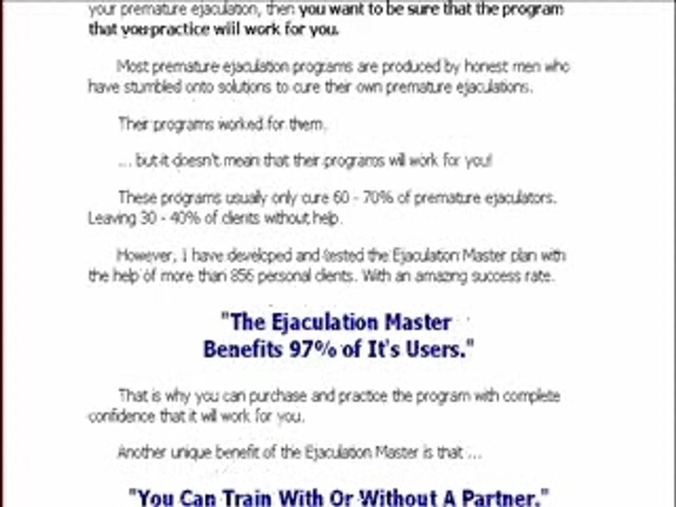 Premature Ejaculation - Proven Results For Men