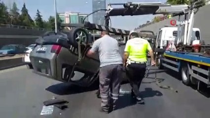 Başkent’te kontrolden çıkan otomobil takla attı: 1 yaralı