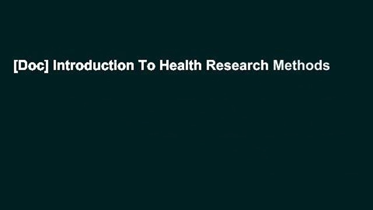 [Doc] Introduction To Health Research Methods