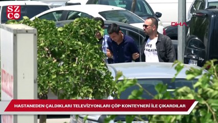 Hastanenin televizyonlarını çöp kutusuna koyarak çalan 2 kardeş tutuklandı