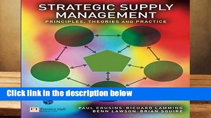[FREE] Strategic Supply Management: Principles, theories and practice