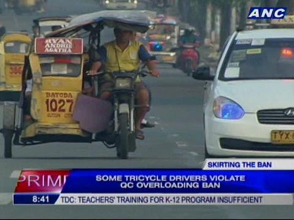 Some tricycle drivers violate Q.C. overloading ban