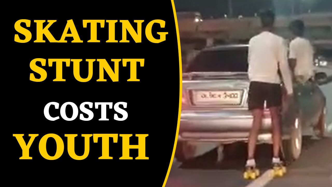 Delhi boy skates behind a fast moving car, Video goes viral
