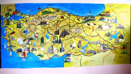 Sanat Tarihi öğretmeninden sınırdaki okula görsel detaylı Türkiye haritası