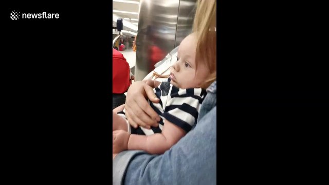 Woman bursts into tears after seeing her newborn nephew for the first time at LA airport