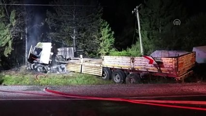 Kaza yapan tır orman yangınına neden oldu - BOLU