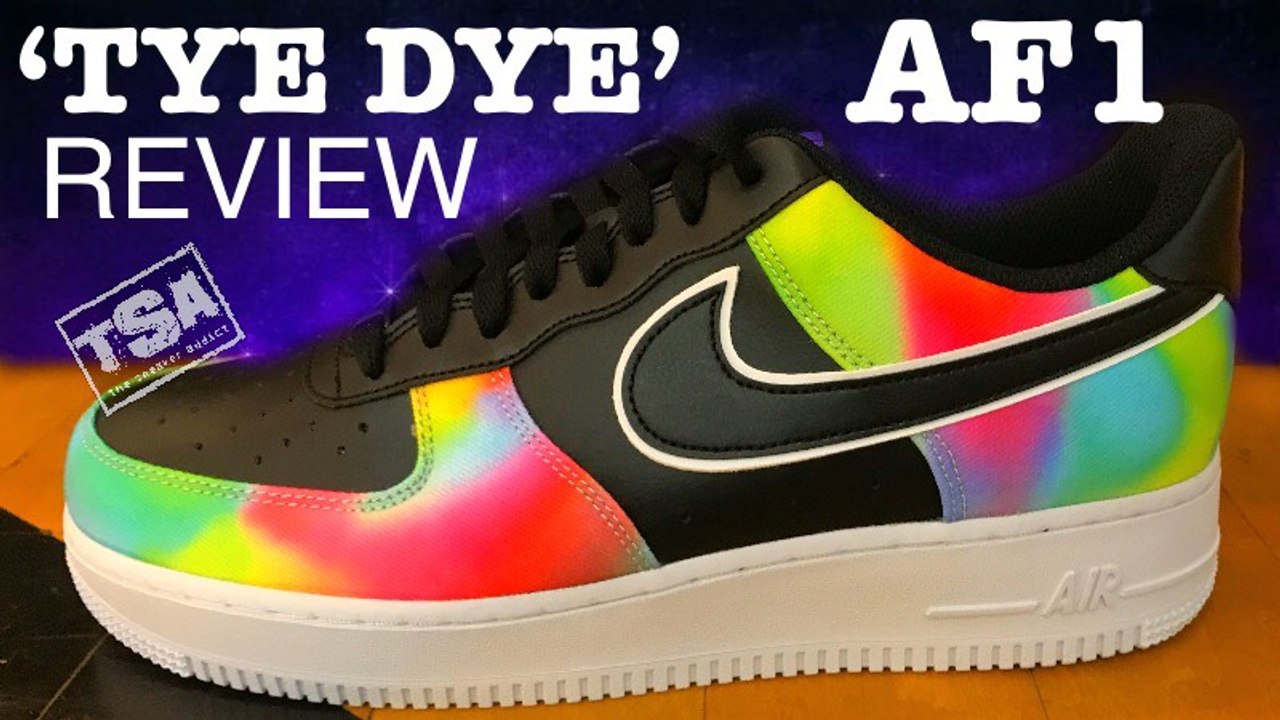 Nike Air Force 1 Low Black Tie-Dye CK0840-001 Sneaker Detailed 