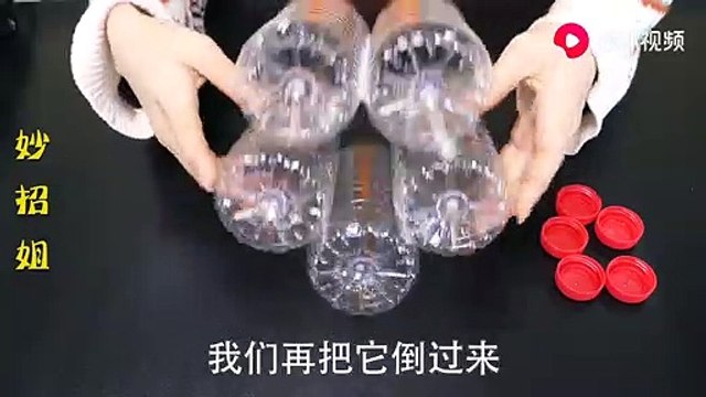 【Waste utilization - plastic bottles】把5个塑料瓶粘在一起，放在厨房里，一年能省不少钱，大家都夸好