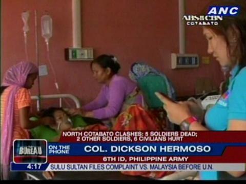 North Cotabato clashes: 5 soldiers dead; 2 other soldiers, 6 civilians hurt