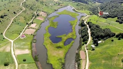 Çorum'un saklı cenneti "Gölbel" göleti havadan görüntülendi