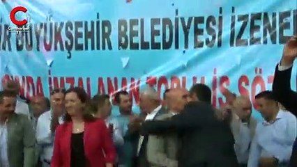 Soyer, toplu sözleşmeyi işçilerle birlikte zıplayarak kutladı