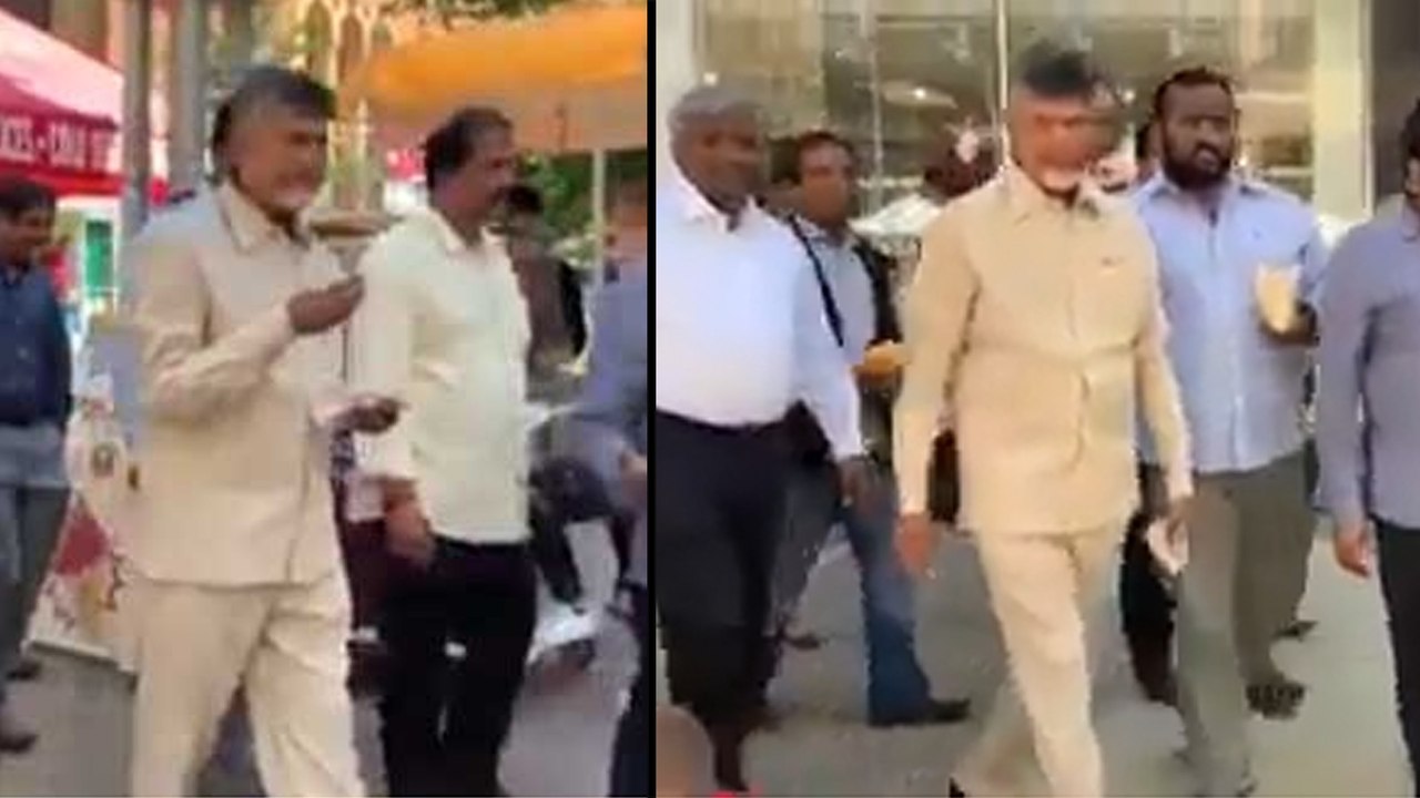 అమెరికా వీదుల్లో తిరుగుతున్న చంద్రబాబు | Chandrababu Became Center Of Attraction In American Streets