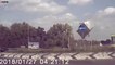 Shocking moment speeding van is filmed FLYING over roundabout (SWNS)